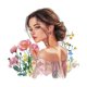 thumbnail image 3 of Adhesivos de pared Hermosa niña con flores, acuarela floral, 3 of 4