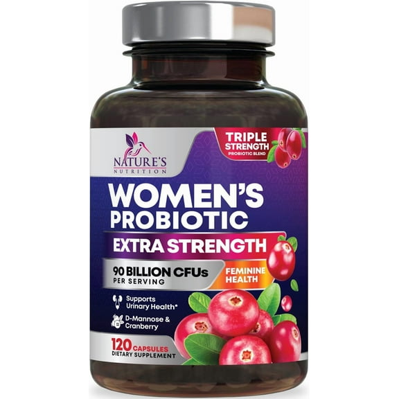 Probiotics for Women - 90 Billion CFU Women's Probiotic - Targeted Women's Vaginal & Digestive Health Support Formula - 16 Strains, Cranberry, D-Mannose, & Prebiotics - Bottled in USA - 120 Capsules