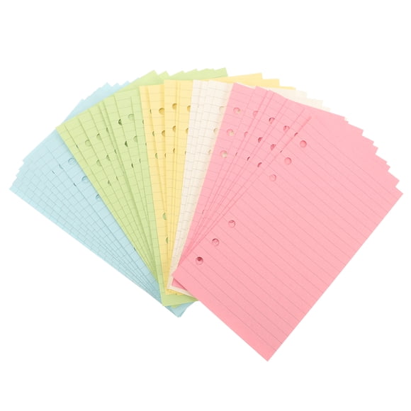 MasteelfCA 50 Pages A6 Colorful 6-Hole Ruled Loose Leaf Paper Loose Leaf Planner Note Book Filler Paper