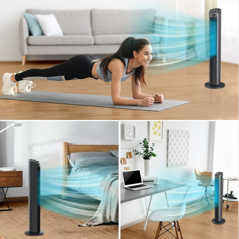 TaoTronics Tower Fan 36 with 3 Speed Settings and Auto-off Timer 90°  Oscillating Cooling Fan for home, Black - Walmart.com