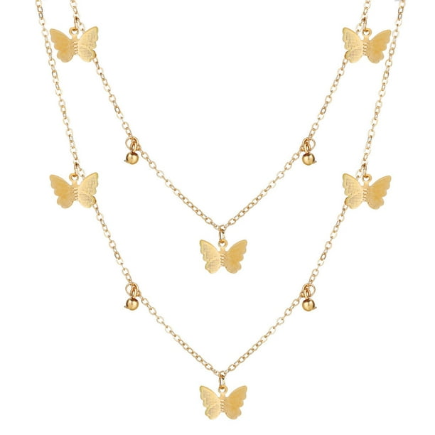 Download Mojoyce - Mojoyce Butterfly Choker Necklace Women Double ...