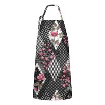 Pioneer Flower Floral Print Pattern Apron-Garden Aprons for Women with Pockets-Cotton Linen Waterproof Kitchen Cooking Gardening Aprons Adjustable for Kitchen,Cooking,BBQ and Salon 33x27 Inch