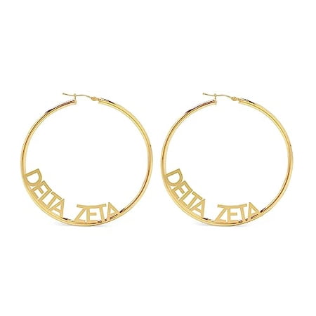 Sorority Shop Delta Zeta- Hoop 18K Gold Plated Dainty Earrings for Women - Delta Zeta Jewelry with Ideal 2" Diameter Hoops - Delta Zeta Gifts