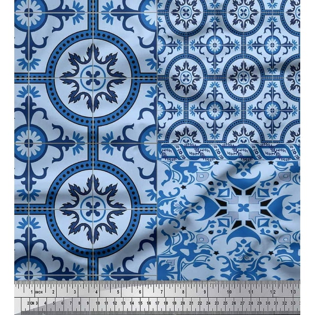 Soimoi Rayon Fabric Damask Patchwork Print Sewing Fabric Yard 42 Inch Wide