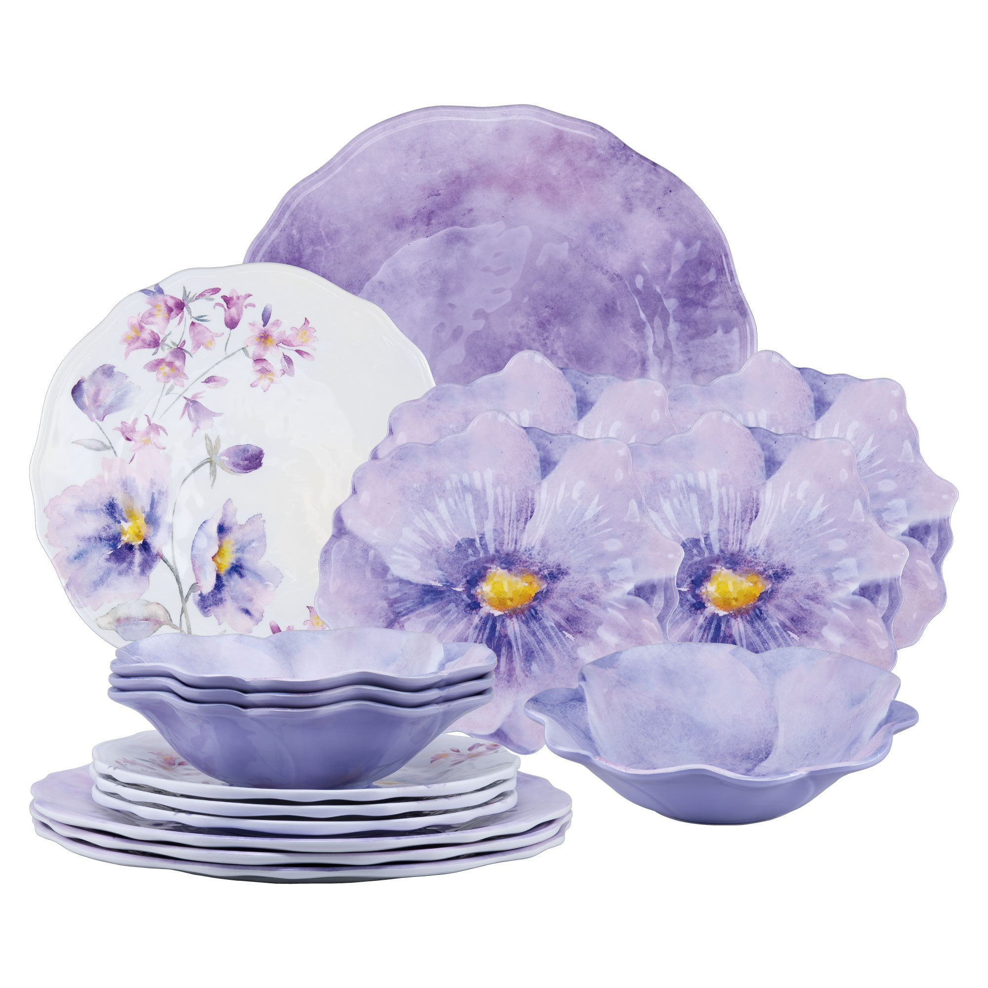 Gourmet Art 16Piece Melamine Dinnerware Set, Includes Dinner Plates, Salad Plates, Dessert