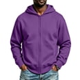 thumbnail image 2 of MXALUOB Full Zip Hoodies for Men Solid Color Classic Fit Sweatshirt Long Sleeve Drawstring Outerwear Fall Winter Daily Casual Wear, 2 of 7