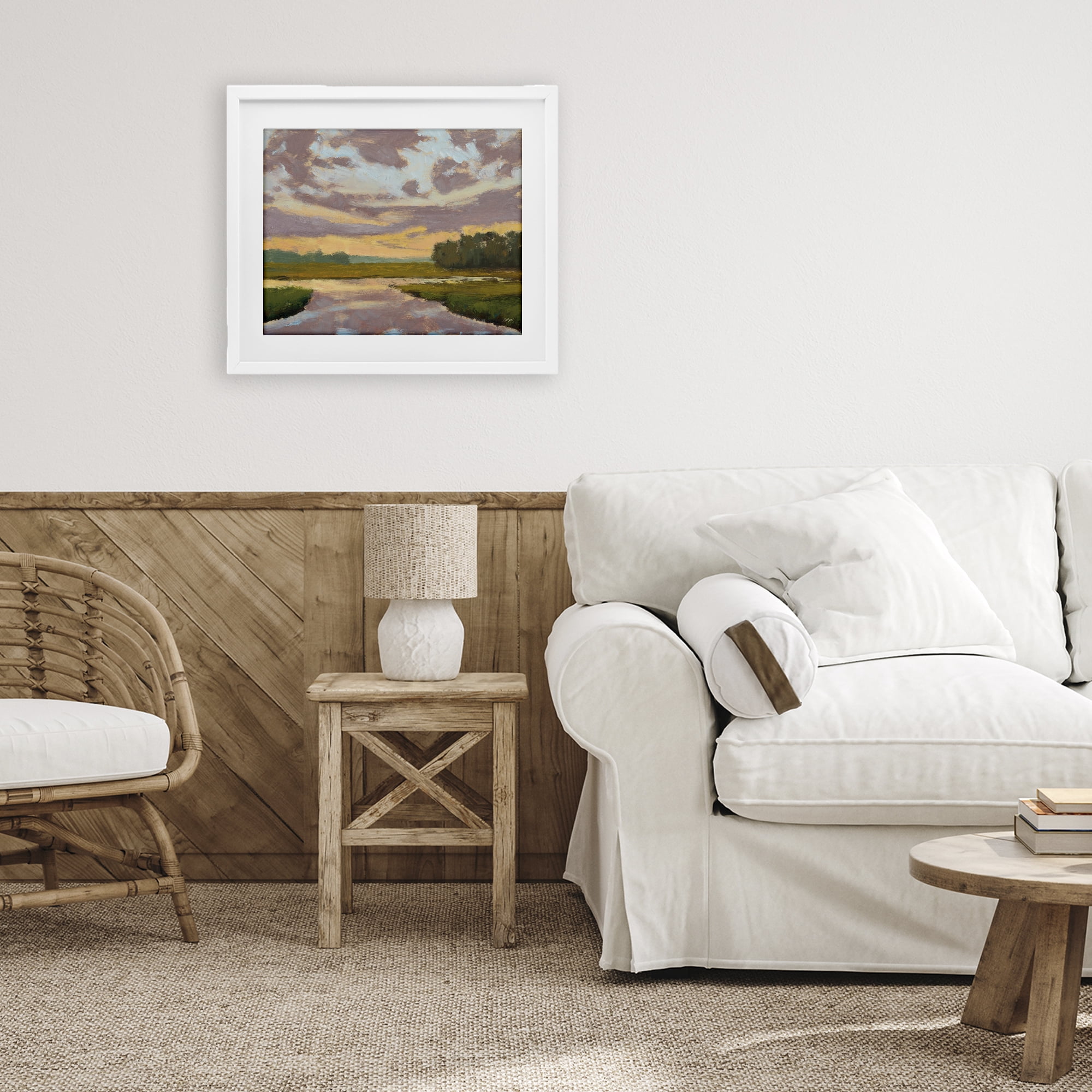 Stupell Industries Lowcountry Sunset Palette White Framed Print Under Glass, design by Carson Overstreet