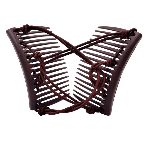Jumpingount Clip de pelo mágico elástico para mujer, peines deslizantes dobles para moño, herramientas Updo Prendas para la parte del cuerpo Café