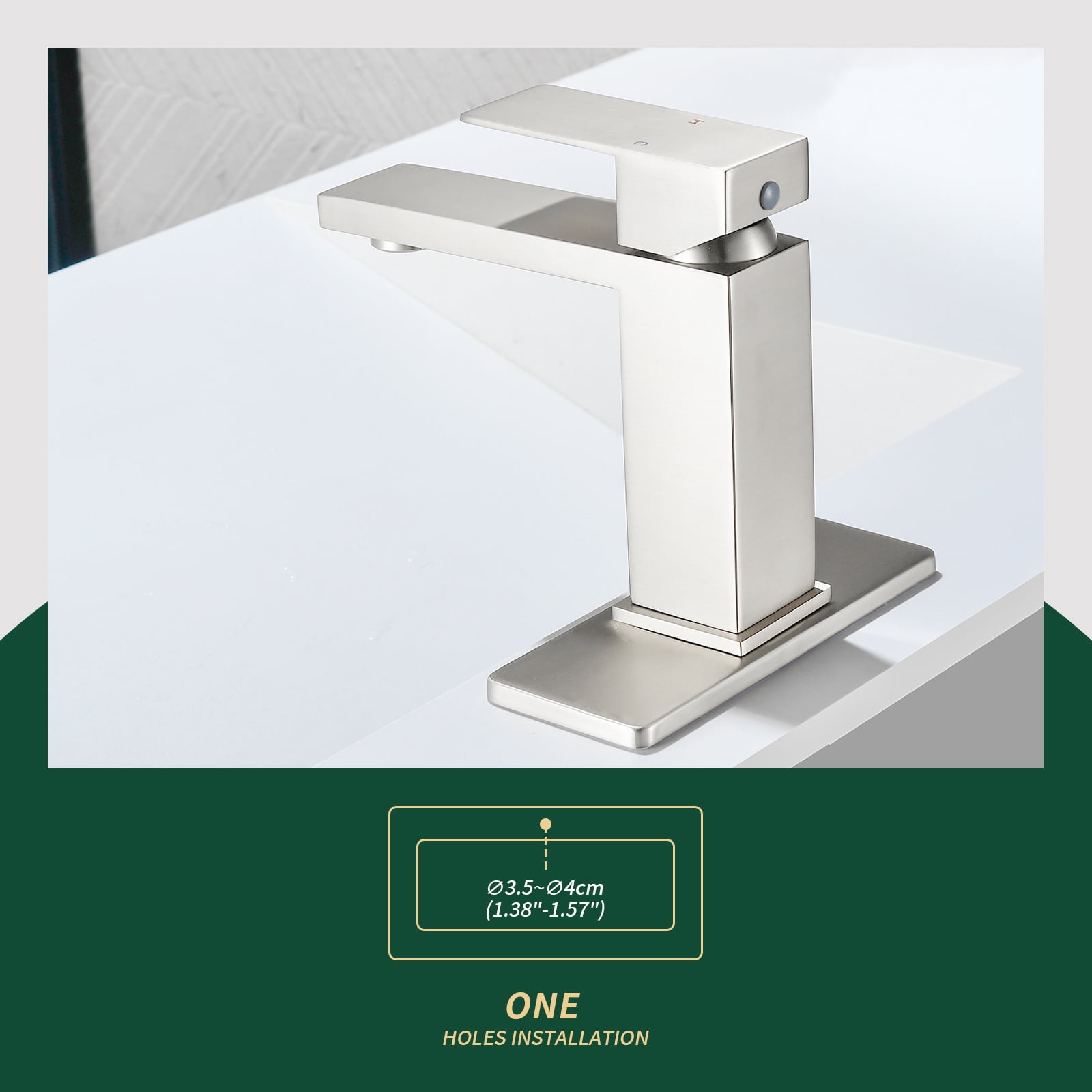 Cobbe Single-Handle Bathroom Sink Faucet for Vanity Single-Hole Installation Basin Faucet with Pop-Up Drain Brushed Nickel