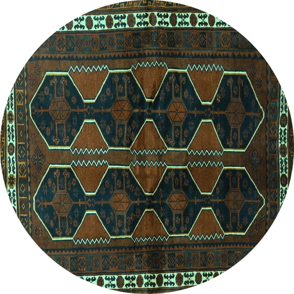 Ahgly Company Indoor Round Persian Turquoise Blue Traditional Area Rugs, 6' Round
