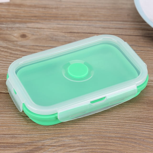 Nimomo 500ml Boîte à Lunch en Silicone Durable Récipient Alimentaire Pliable Boîte à Lunch Portable Bol Pliant Contenant de Stockage de Nourriture (Vert)
