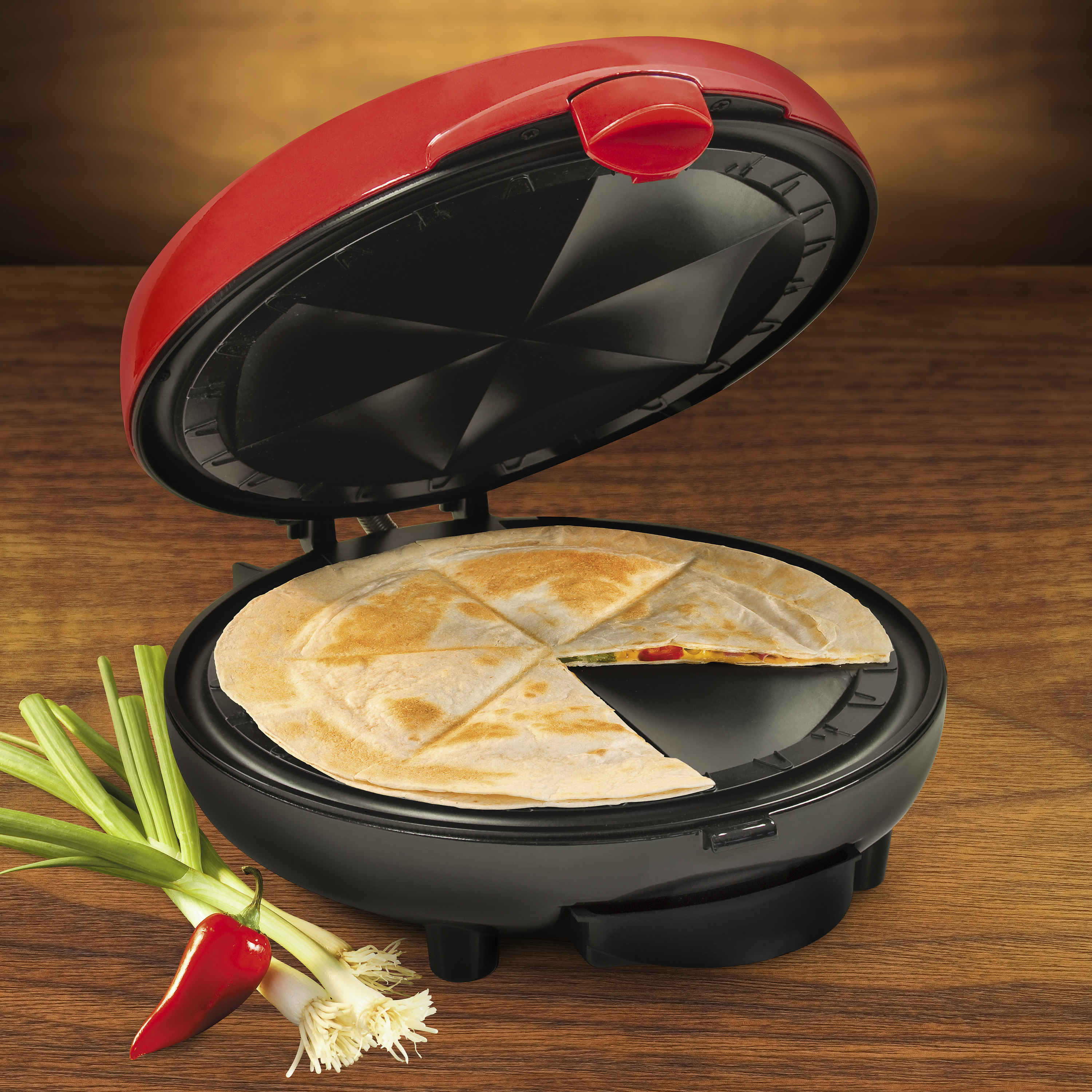 Crofton Deluxe 10-Inch 6-Wedge Electric Quesadilla Maker with Latch
