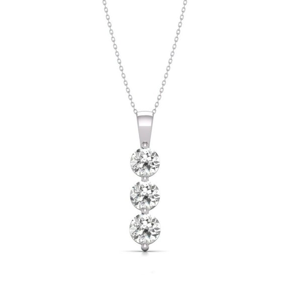 TimeLe$$ Classics 2 Carat TW Lab Grown Diamond Three Stone Pendant in 10K White Gold