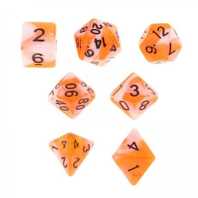 7 Uds Dados Digitales de Varios Lados D4 D6 D8 D10 D12 D20 para Juegos de Mesa Juguetes Accesorios Naranja 6 piezas