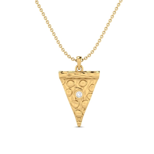 Collier pour Femme en Argent Sterling 925 Vermeil Or avec Diamant Moissanite Rond de 3 mm, Forme Trillion