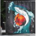 thumbnail image 4 of Ambesonne Animal Shower Curtain, Whale and Fisher Sailor, 69"Wx84"L, Blue Dark Blue and White, 4 of 5
