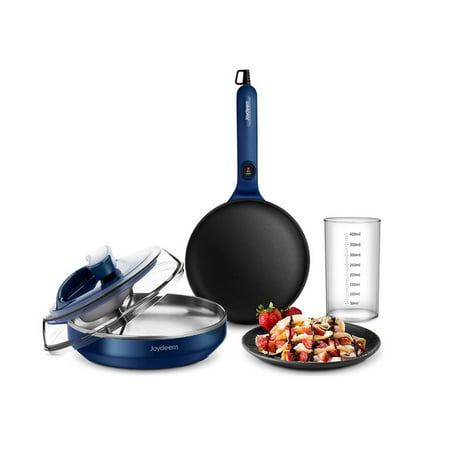 

Joydeem Electric Crepe Maker Non-Stick Pancake Maker Machine With Temperature Control Handle 8 inch Blue JD-9401B