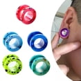 thumbnail image 5 of K-KED 1PC Thick Acrylic Ear Skin Ear Tunnels Plugs Earskin Earlets Gauges Flesh Gauge-pink-6mm, 5 of 9