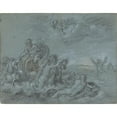 thumbnail image 2 of French School 24x20 Gold Ornate Framed and Double Matted Museum Art Print Titled - The Triumph of Neptune (18th Century), 2 of 4