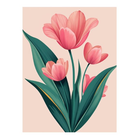 Diamond Art Kit for Adults, Blush Tulip Botanical Art Diamond Painting for Adults Beginners, DIY Diamond Art Painting Kits, 5D Diamond Painting Crafts for Home Decor 12x16 Frameless