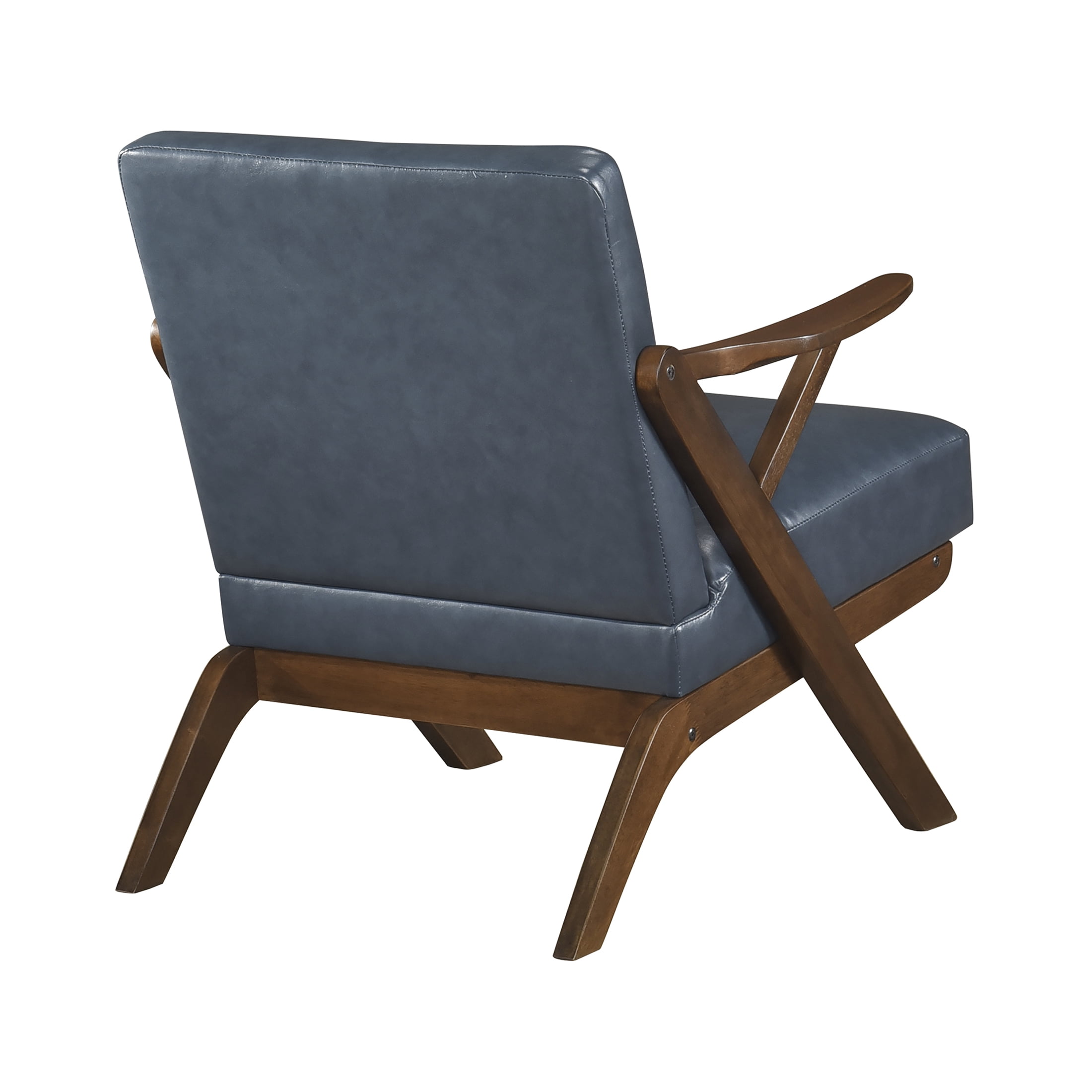 OakvillePark Loxbury Faux Leather Accent Chair, Blue/Brown Wood