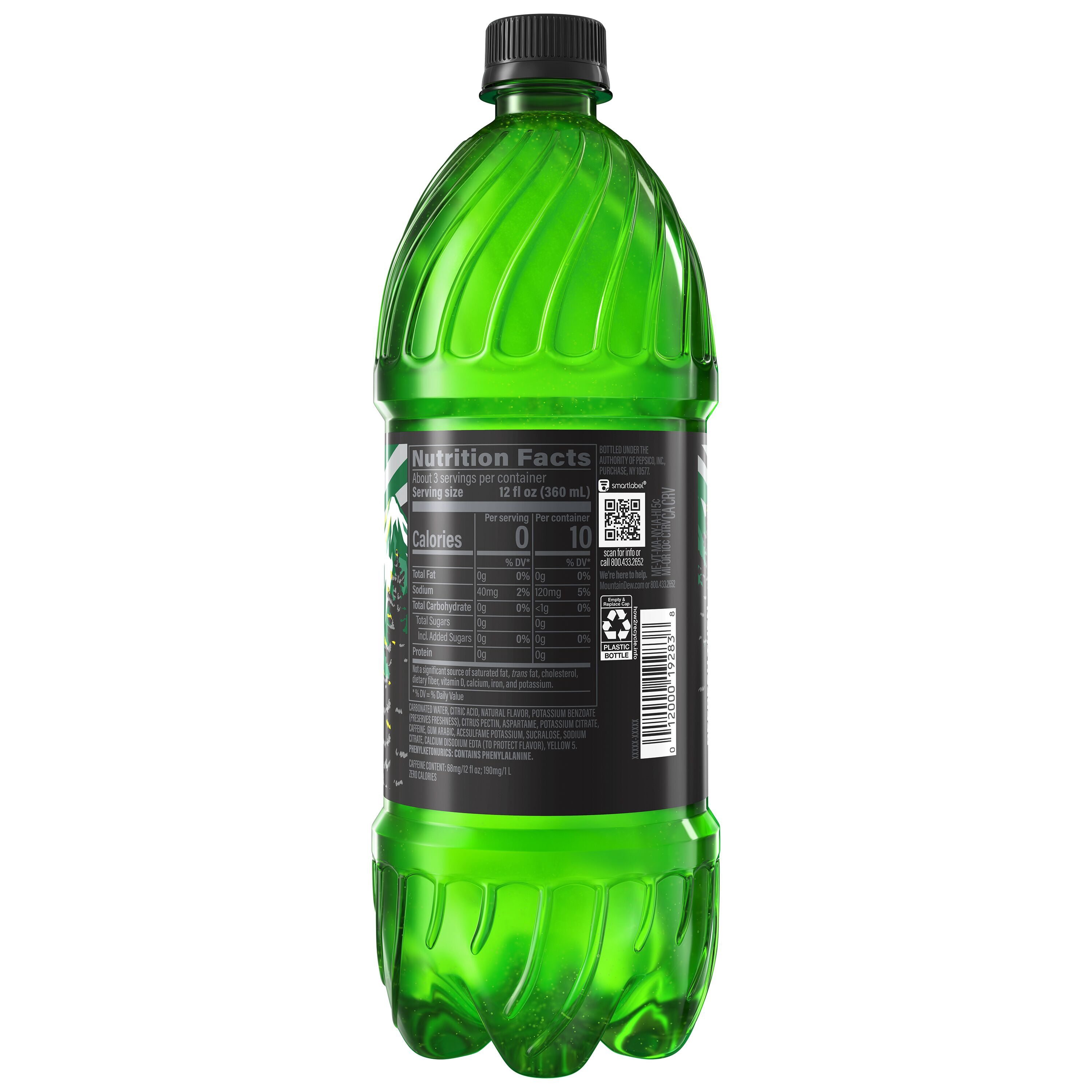 Mountain Dew Zero Sugar Citrus Soda Pop, 1 Liter Bottle
