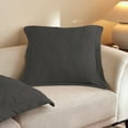 thumbnail image 4 of 2-Pieces Cotton Dark Grey Embroidered Quilted Pillow Shams Euro Size, 4 of 4