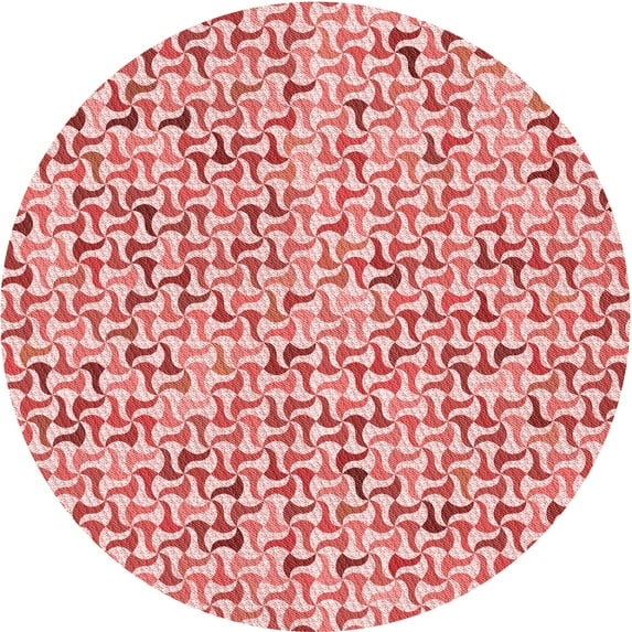 Ahgly Company Indoor Round Patterned Deep Rose Pink Area Rugs, 8' Round