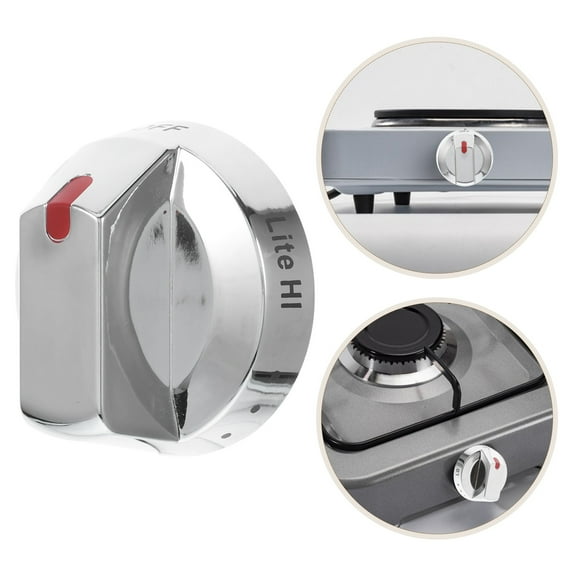 Niceauty Stove Knob Locks Gas Stove Knob Stainless Steel Silver 1Set Kitchen Use