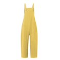 thumbnail image 5 of Women Casual Loose Wide Leg Jumpsuits Long Bib Pants Cotton Overalls with Pockets Yellow L, 5 of 5