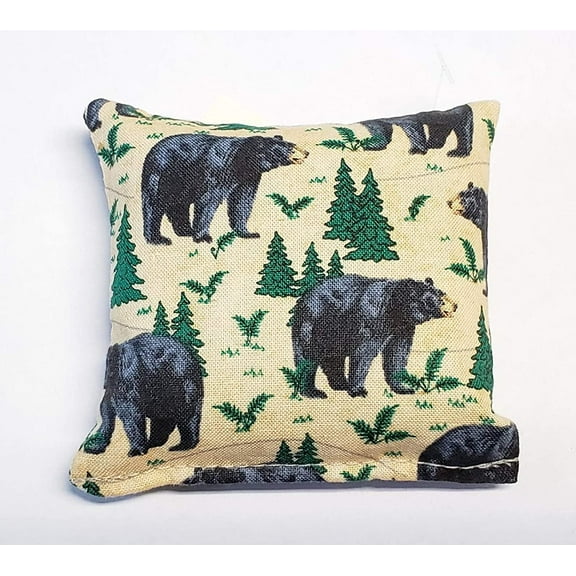 Maine Balsam Fir Pillow, Black Bear Design, 3x3 - Great Gift Item for Mothers Day, Valentines Day, Birthdays, Corporate Gifts or Christmas - Handmade