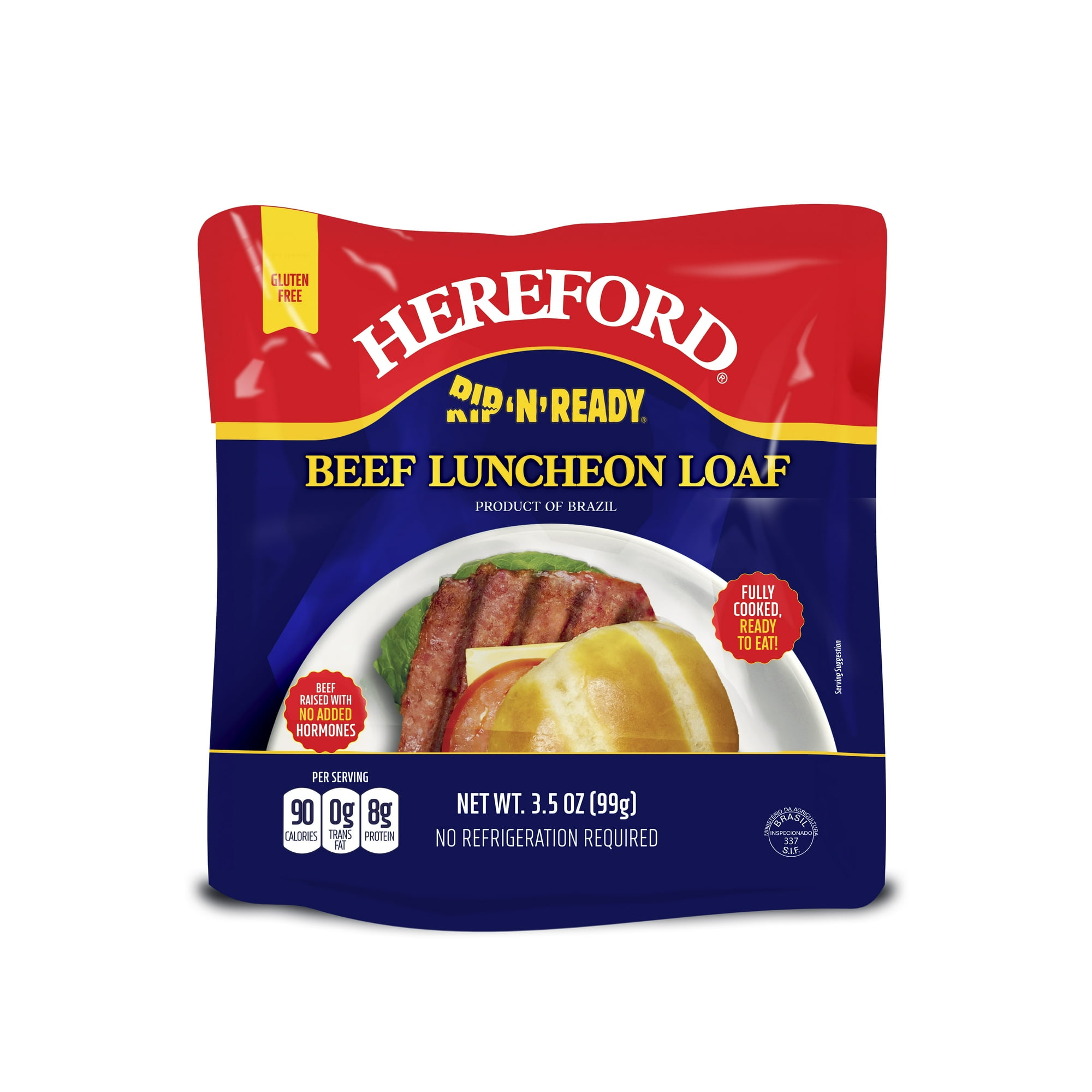 Hereford Fully Cooked Beef Luncheon Loaf, Shelf Stable Pouch, 3.5 oz Loaf
