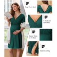 thumbnail image 5 of Ekouaer Labor and Delivery Gown for Hospital Short Sleeve Maternity Nursing Dress Nightgown with Button Black L, 5 of 6