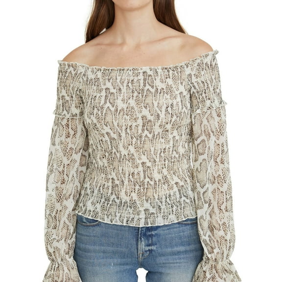 Lucy Paris Womens Smocked Off The Shoulder Blouse