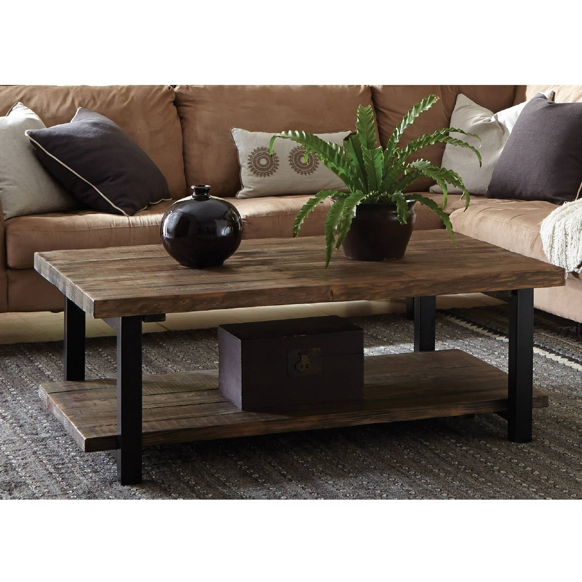 Pomona Large Coffee Table Rustic Natural Walmart Com Walmart Com