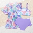 thumbnail image 4 of Odeerbi 9M-3Y Niñas Beach String Bikini Con Kimono Cover Up Set Traje de Baño de Impresión Floral Ropa de Playa Cubiertas Protectores Solares Set de Tres Piezas, 4 of 5