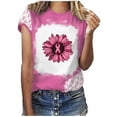 thumbnail image 2 of Lolmot Plus Size Tops for Women Sunflower Graphic Tees Breast Cancer Awareness Tshirt Cancer Warrior Gift October Pink Short Sleeve T Shirt on Clearance, 2 of 5