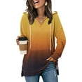 thumbnail image 6 of jobturf Womens Hoodies Drawstring V&nbsp;Neck T Shirts Fall Winter Fashion Long Sleeve Tops Casual Loose Side Slit Hooded Sweatshirt with Pocket, 6 of 9