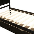 thumbnail image 3 of Twin Platform Bed Frame w/ 2 Storage Drawers, Espresso, Solid Wood, 80"x43" - Space-Saving Bedroom Furniture, Easy Assembly, Twin Size Bed, 3 of 15