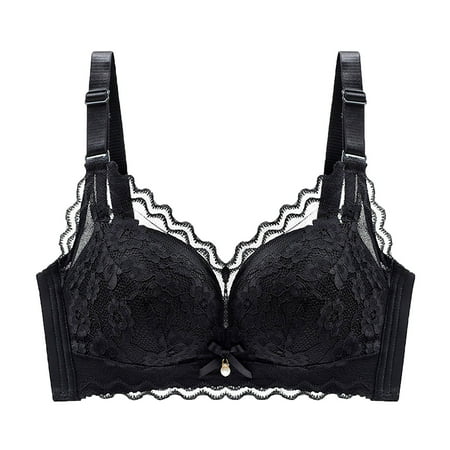 Gnurob Women s Lace Bralette  Sexy Lace Bra Plus Size No Underwire Bras Push Up Bralettes Adjustable Straps lingerie Hide Back Fat Underwear for Women Clearance Saving Black X-Large