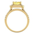 thumbnail image 4 of 3.05ct Brilliant Emerald Cut Natural Citrine 14K Yellow Gold Halo Solitaire with Accents Engagement Bridal Wedding Ring Band Set size 5.75, 4 of 7