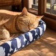 thumbnail image 5 of Rattan Cooling Pet Bed, Pet Cooling Mat, Dog Cooling Bed, Cooling Cat Bed, Medium Dog Bed Washable, Soft Printed Bolster Edge Square Summer Cooling Nest, Breathable Linen Border Rattan Mat, 5 of 6