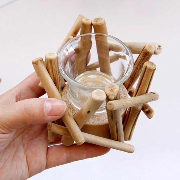 Rama de árbol de natural Portavelas de Candelabros hechos para la decoración para hogar BLESIY Porta vela