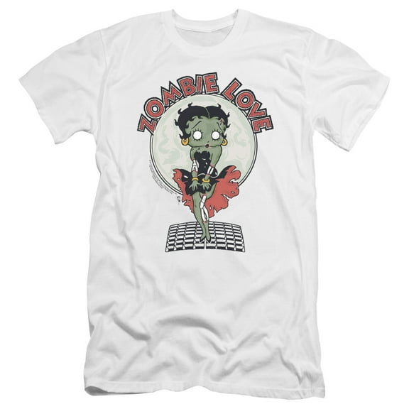 Betty Boop Breezy Zombie Love Premium Canvas T-Shirt Adult Slim Fit 30/1 White