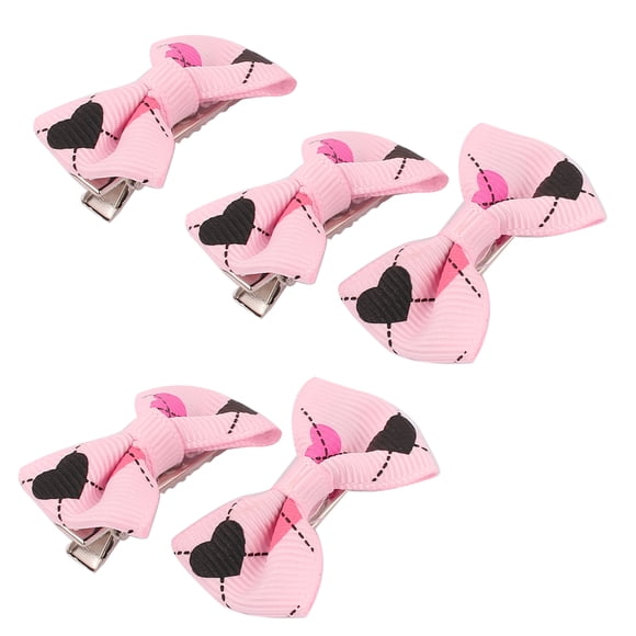 Pet Dog Cat Metal Bowknot Shape Hairpin Barrette Hair Clip Pink 5 Pcs