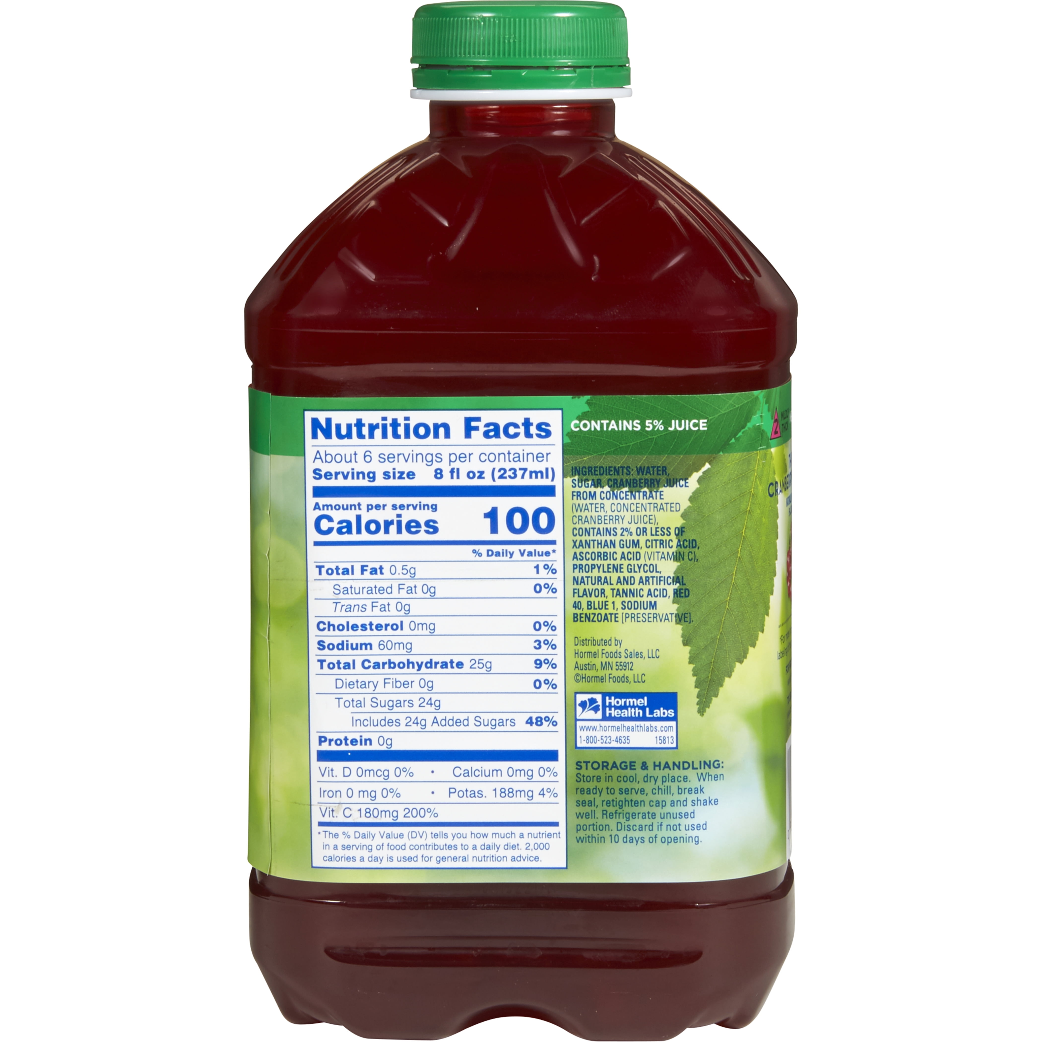 Hormel Thick & Easy Thickened Cranberry Juice Cocktail, Nectar, 48 Ounce Bottle, 15813 - Case of 6