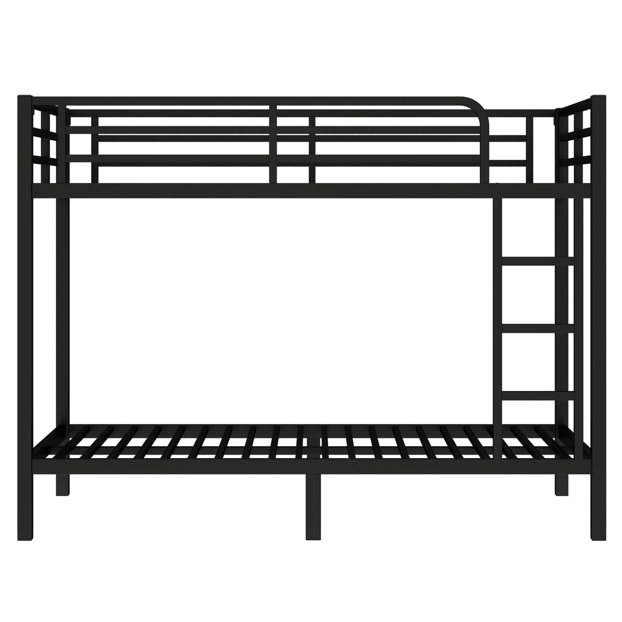 Leumius Twin over Full Bunk Bed for Teens and Adults,Heavy Duty Metal Bed Frame with 2 Side Ladders,Space-Saving/Noise Reduced/No Box Spring Needed,Black