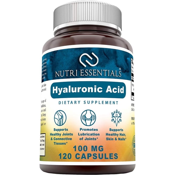 Nutri Essentials Hyaluronic Acid 100mg Per Serving 120 Capsules Supplement | Non GMO | Gluten Free