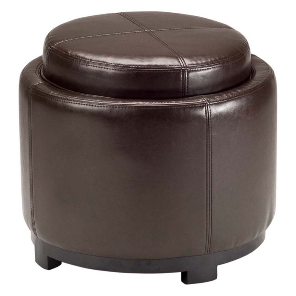 Safavieh Chelsea Round Leather Tray Ottoman