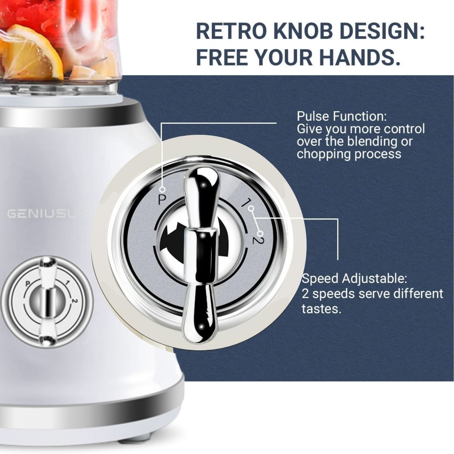Geniuslix 300 W 20 oz 2-Speed Blender, White